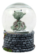 Small Collectible Whimsical Sulky Baby Dragon Water Globe Figurine With Glitters