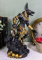 Egyptian Jackal God Anubis With Ankh Staff Spear On Skull Graveyard Figurine