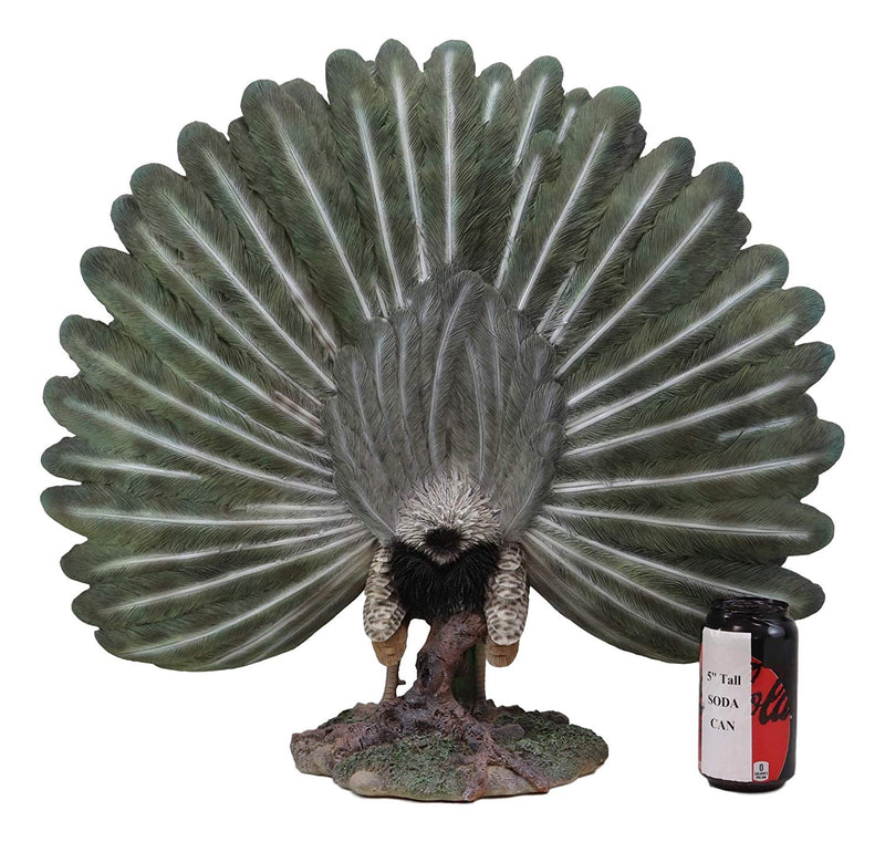 Large Gallery Quality Male Peacock With Exotic Iridescent Train Plumage Statue