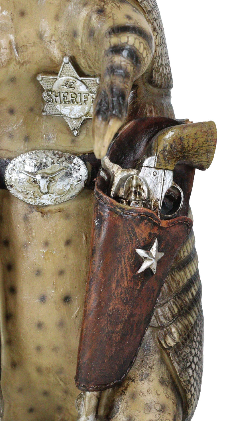 Western Rustic Texas Sherriff Cowboy Armadillo Money Piggy Coin Bank Figurine