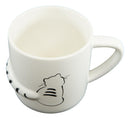 Ebros Pack Of 2 Black White Sitting Cat 3D Tail Coffee Mugs With Lid And Spoon 12oz