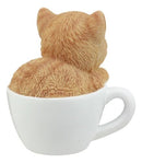 Ebros Lifelike Orange Tabby Cat Teacup Pet Pal 3" Tall with Glass Eyes Figurine