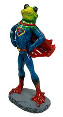 Ebros Superhero Frog Superman Statue 8"Tall Animated Frog In Muscle Outfit Superman Costume Decorative Figurine