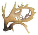 Rustic Western Emperor Moose Antlers With Buck Deer Stag Faux Wood Figurine