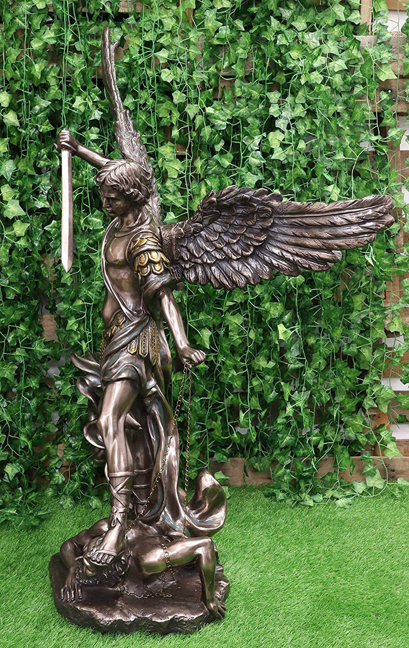 Ebros 45" Tall Grand Saint Michael The Archangel Slaying Satan Lucifer Statue - Ebros Gift