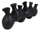 Large Semi Gloss Modern Abstract Black Ceramic Floral Vase 6 Hole Cluster Rounds