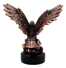 Wings of Glory Bald Eagle With American Flag Bronze Electroplated Figurine