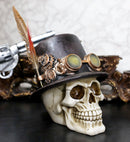 Ebros Steampunk Aristocrat With Royal Feather And Aviator Goggles Skull Figurine