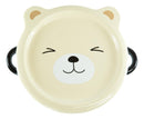 Pack Of 2 Beige Kuma Bear Porcelain Kids Food Bowls 25Oz W/ Condiment Lid Plate