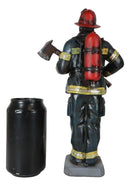 Fire Fighter Fireman In Bunker Gear Suit And Air Tank Holding an Axe Figurine