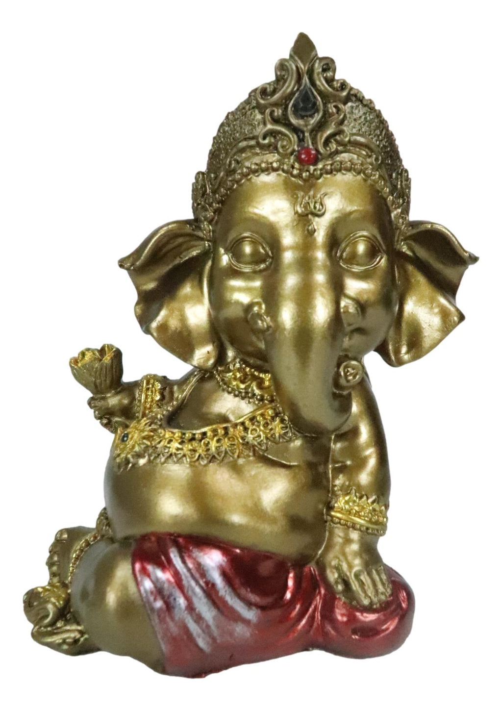 Vastu Hindu Elephant God Baby Ganesha Ganapati Holding Lotus Flower Fi ...