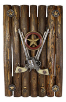 Dual Revolver Guns Western Star Shotgun Bullets 2-Peg Wooden Wall Hooks Decor