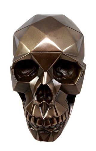 Ebros Geometric Matrix Polygon Bronze Patina Resin Skull Decor Figurine 8.5"L