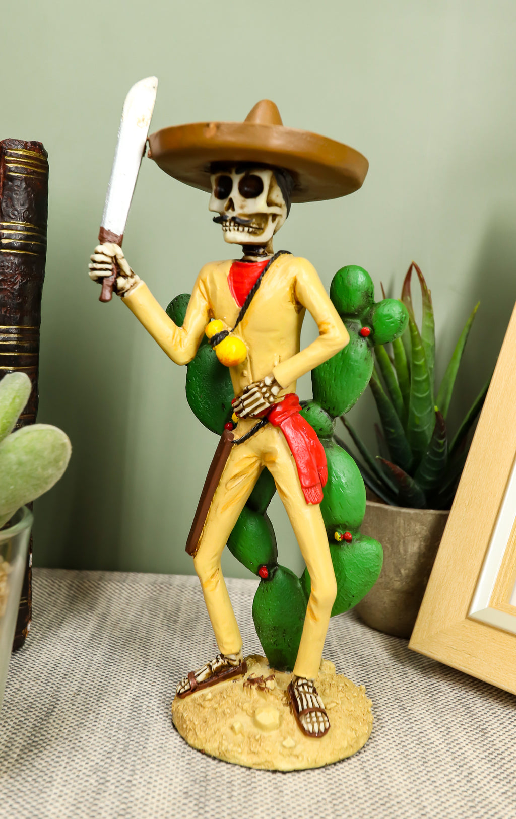 Day Of The Dead Desert Bandit Skeleton Statue El Machete Nopales Cactu–  Ebros Gift