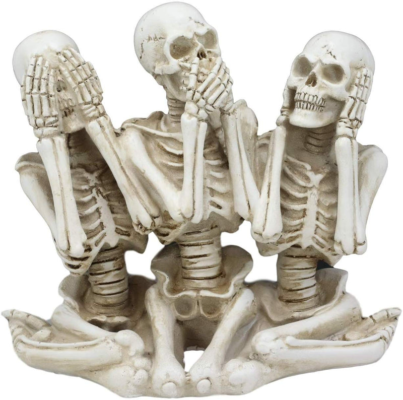 Ebros Gift Hear See Speak no Evil Skeleton Resin Figurine