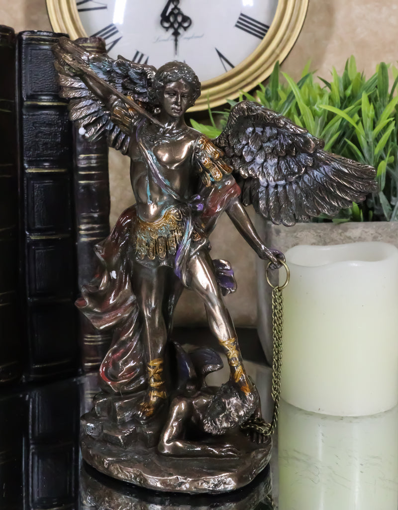 Small Archangel Saint Michael Slaying Devil Satan Under His Feet Figurine 6"H