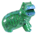 Turquoise Green Egyptian Goddess Taweret Hippo With Hieroglyphs Mini Figurine