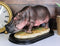 African River Common Hippopotamus Statue On Black Gallery Base 11"L Hippo Decor