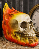 Ebros Ghost Rider Skull with Fire Flame Skeleton Figurine Halloween Decor 6"L