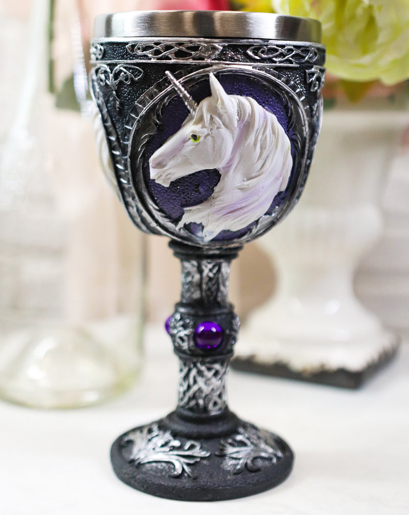 Ebros Large Unicorn Wine Of Purity Goblet Chalice Cup Figurine 8oz Fantasy Decor