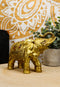 Thai Buddhism Noble Golden Elephant Trumpeting With Trunk Up Figurine Sculpture