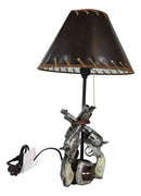 Rustic Western Triple Six Shooter Revolver Gun Pistols Cowboy Buckle Table Lamp