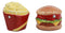 Big Burger And Golden Fries Salt And Pepper Shakers Set Ceramic Spice Decor