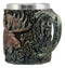 Ebros Emperor Bull Moose Mug Textured With Rustic Tree Bark Bronze Finish 12oz