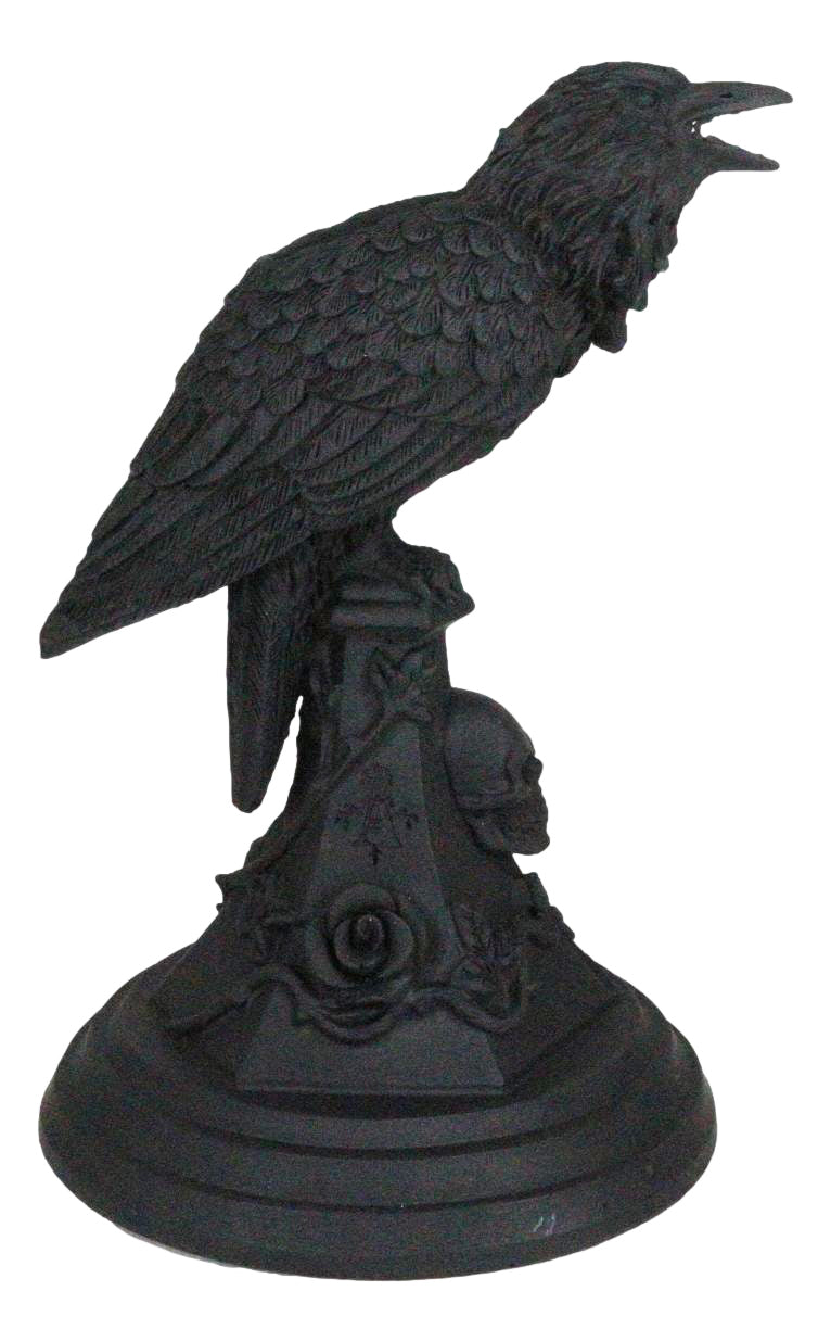 Gothic Poe Raven Crow Black Rose Skull Tombstone Tea Light Votive Candle Holder