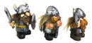 Small Chibi Norse Viking Berserk Warriors with Axe Sword Shield Statue Set of 3