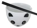 Whimsical Ceramic White Giant Panda Bear Ramen Noodle Bowl With Chopsticks Set