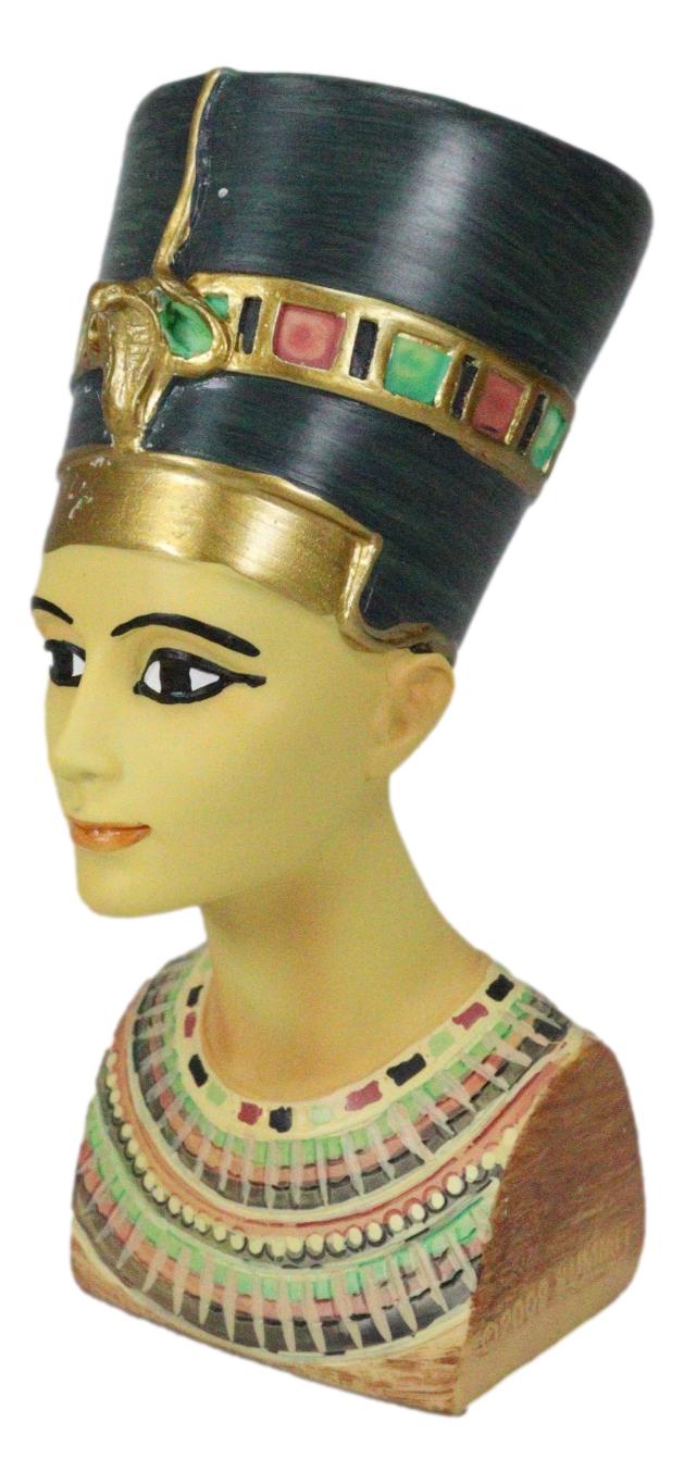 Ancient Egyptian Goddess Beautiful Queen Nefertiti Bust Mini Figurine 4.25"H