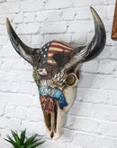 Western Patriotic Bull Cow Skull With American Flag Bald Eagle Army Wall Decor