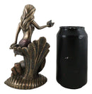 Under The Sea Mermaid Holding Sconce Sitting On Giant Coral Reef Throne Statue