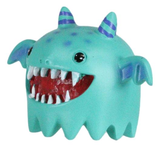 Underbedz Turquoise Polkadot Daemon Winged Imp Monster With Horns Figurine