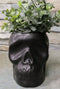 Matte Black Ceramic Day Of The Dead Ghastly Skull Planter Bowl Pot Figurine