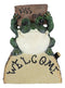 Ebros 12"H Whimsical Green Frog Prince Holding 'Kiss Me' And 'Welcome' Sign Figurine