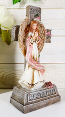 Ebros Christian Inspirational Faith Angel Rose Cross Desktop Plaque Figurine