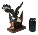 Bald Eagle On Map Of America Globe With 2 Flags Figurine One Nation Under God