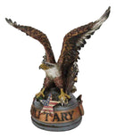 Patriotic Open Wings Bald Eagle On USA Star Spangled Banner Millitary Figurine