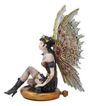 Steampunk Air Force Pilot Assassin Fairy Sitting On Time Warp Machine Figurine