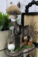 Drunken Donkey With Farmer Hat Smoking Pipe And Kicking Booze Bottle Figurine