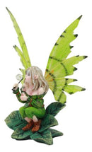 Mythical Goddess Green Earth Pixie Dust Fairy Blowing Crystal Bubble Statue 6"H