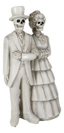 Love Never Dies Victorian Wedding Bride And Groom Skeleton Couple Cameo Figurine