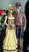 Day Of The Dead Steampunk Socialite Bride And Groom Skeleton Couple Statue 8"H