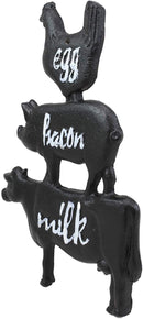 Ebros 9.25"H Cast Iron Chicken Pig And Cow Egg Bacon Milk Wall Hanging Plaque