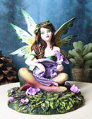 Ebros Green Gaia Earth Tribal Fairy With Purple Baby Dragon Wyrmling Fantasy Figurine