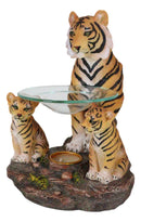 Jungle Predator Bengal Tiger Mother & Cubs Candle Heat Oil Tart Burner Figurine