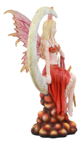 Ebros Large Celestial Crescent Ember Moon Fire Elemental Phoenix Fairy Statue