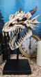 Ferocious Terra Bone Dragon Head Skull On Museum Pole Stand Display Figurine 12"